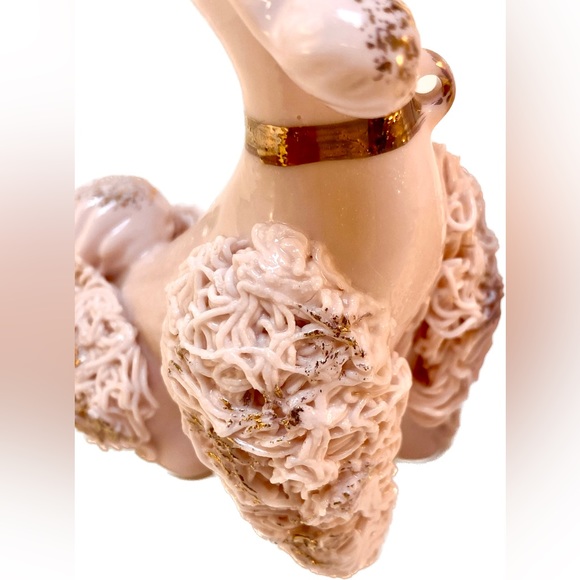 Vintage Lefton pink spaghetti poodle set. Boy/Girl dog set. Gold accents - Picture 5 of 13